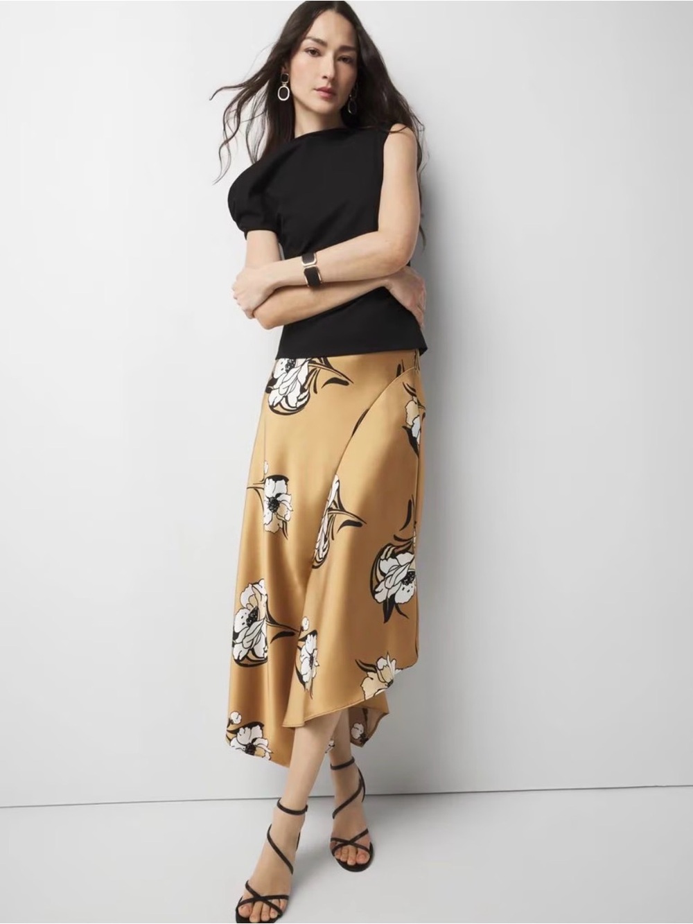 White House Black Market Satin Slip Midi Skirt Size 6 (would fit 8 or 10 also) - Picture 4 of 12